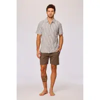 Woody Pyjama heren str hemd uni short