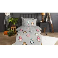Good Morning Kinder Dekbedovertrek Katoen Flanel Liam - grey 140x200/220cm