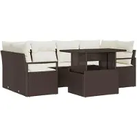 vidaXL Tuinbank Set 7 st 6-Aantal zitplaatsen Bruin poly rattan