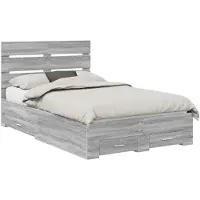 vidaXL Bedframe met lade Grijs Sonoma 120 x 200 cm Bewerkt hout