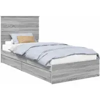 vidaXL Opbergbed met lade Grijs Sonoma 90 x 190 cm Bewerkt hout