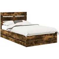 vidaXL Bedframe met lade Rook Eiken 135 x 190 cm Ingenieurshout