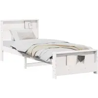 vidaXL Bedframe met plank Wit 100 x 200 cm Massief grenenhout