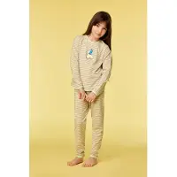 Woody Pyjama meisjes groen beige streep