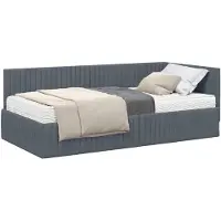 vidaXL Hoekbedframe met Matras met hoofdeinde 2 st Grijs Fluweel