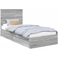 vidaXL Opbergbed met lade Grijs Sonoma 90 x 190 cm Bewerkt hout