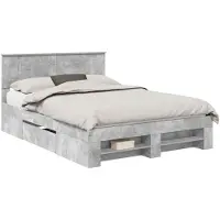 vidaXL Bedframe met hoofdeinde Beton Grijs 140 x 200 cm Bewerkt hout