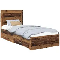 vidaXL Bedframe met lade met opslag Oudhout 100 x 200 cm Bewerkt hout
