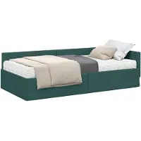 vidaXL Hoekbedframe met Matras Anders met hoofdeinde 2 st Groen Stof