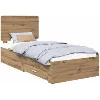 vidaXL Bedframe met lade Artisan Eiken 100 x 200 cm Bewerkt hout