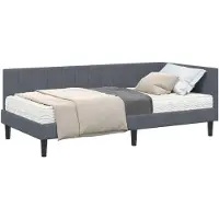 vidaXL Hoekbedframe met Matras 2 st Donkergrijs 90 x 190 cm Fluweel