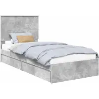 vidaXL Opbergbed met lade Beton Grijs 90 x 190 cm Bewerkt hout