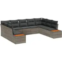 vidaXL Tuinbank Set 9 st Grijs Poly rattan