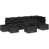 vidaXL Tuinbank Set 8 st Zwart poly rattan