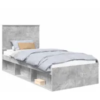 vidaXL Bedframe Effen Betonnen Grijs 100 x 200 cm Massief grenenhout