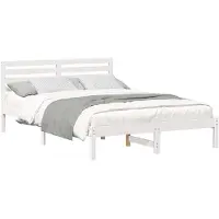 vidaXL Bedframe met hoofdeinde, wit, 140 x 210 cm, massief dennenhout