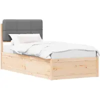 vidaXL Bedframe met Gevoerde Hoofdbord Lichtgrijs 90 x 200 cm