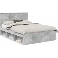 vidaXL Bedframe Betonnen Grijs 135 x 190 cm Massief grenenhout