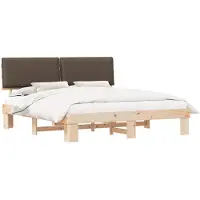 vidaXL Bedframe met Gevoerde Hoofdbord Taupe 200 x 200 cm