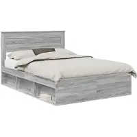 vidaXL Bedframe Grijs Sonoma 140 x 200 cm Bewerkt hout