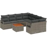 vidaXL Tuinbank Set 9 st Grijs poly rattan