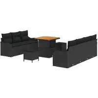 vidaXL Tuinbank Set 10 st 9-Aantal zitplaatsen Zwart