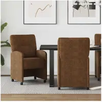 vidaXL Eetkamerstoelen met wielen 2 pcs Bruin 57 x 67 x 95 cm