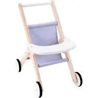 Angel Toys Poppenwandelwagen - Houten Poppenwagen - Grijs/Blauw - 45 x 33 x 50 cm - Engelhart