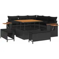 vidaXL Tuinbank Set 9 st 8-Aantal zitplaatsen Zwart poly rattan
