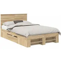 vidaXL Bedframe met hoofdeinde Sonoma Eik 120 x 200 cm Bewerkt hout
