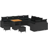 vidaXL Tuinbank Set 17 st 10-Aantal zitplaatsen Zwart poly rattan