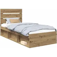 vidaXL Bedframe Ambachtelijk Eiken 100 x 200 cm Massief grenenhout