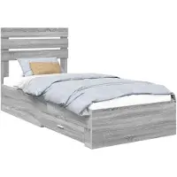 vidaXL Bedframe met lade Grijs Sonoma 100 x 200 cm Bewerkt hout