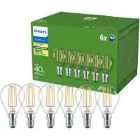 Philips Filamentkogellamp helder 40W P45 E14 x6