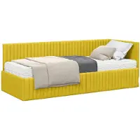vidaXL Hoekbedframe met Matras met hoofdeinde 2 st Geel Fluweel