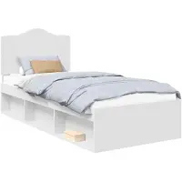 vidaXL Bedframe met hoofdeinde Wit 100 x 200 cm Massief grenenhout