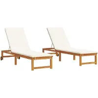 vidaXL Ligstoel 2 pcs Bruin 202 x 53 x 89 cm Massief Acacia Hout
