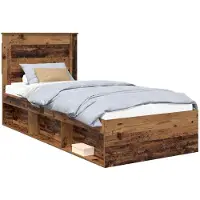 vidaXL Bedframe met hoofdeinde Oudhout 100 x 200 cm Massief grenenhout