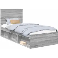 vidaXL Bedframe Grijs Sonoma 90 x 190 cm Massief grenenhout