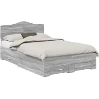 vidaXL Bedframe met lade Grijs Sonoma 120 x 190 cm Bewerkt hout