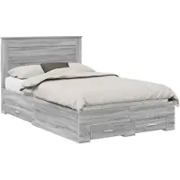 vidaXL Bedframe met lade Grijs Sonoma 120 x 190 cm Bewerkt hout