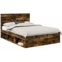 vidaXL Bedframe, gerookt eikenhout, 140 x 190 cm, massief grenenhout