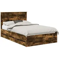 vidaXL Bedframe met lade Rook Eiken 120 x 200 cm Ingenieurshout