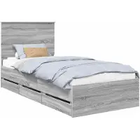 vidaXL Bedframe met lade Grijs Sonoma 90 x 200 cm Ingenieurshout