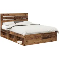 vidaXL Bedframe met hoofdeinde Oudhout 150 x 200 cm Massief grenenhout