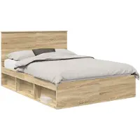 vidaXL Bedframe met lade Sonoma Eik 150 x 200 cm Massief grenenhout