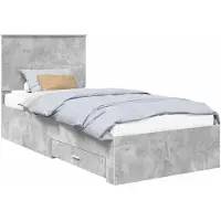vidaXL Bedframe Beton Grijs en Zilver 75 x 190 cm Bewerkt hout
