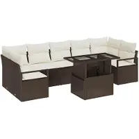 vidaXL Tuinbank Set 8 st 7-Aantal zitplaatsen Bruin en Crème