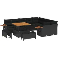 vidaXL Tuinbank Set 13 st 11-Aantal zitplaatsen Zwart poly rattan