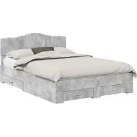 vidaXL Bedframe met lade Beton Grijs 140 x 190 cm Bewerkt hout